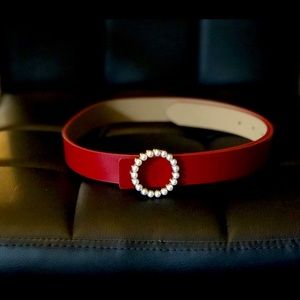 Red belt with pearl design